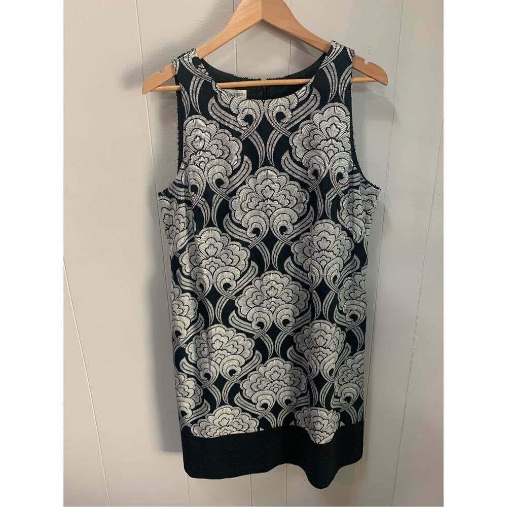 Maggy London Women's Art Deco InspiredSheath Dress Sleeveless Black/White